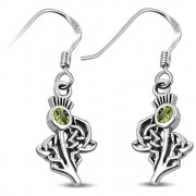 Peridot Celtic Knot Thistle Silver Earrings Set -e295